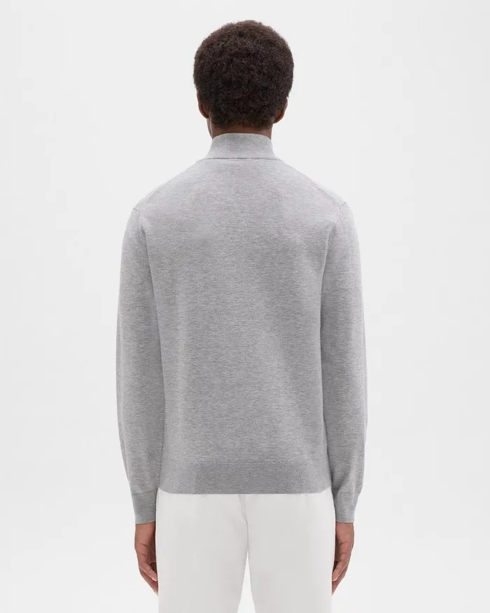 Men Theory Sweaters Cardigans Riland QuarterZip Sweater In Light Bilen Light Grey Heather
