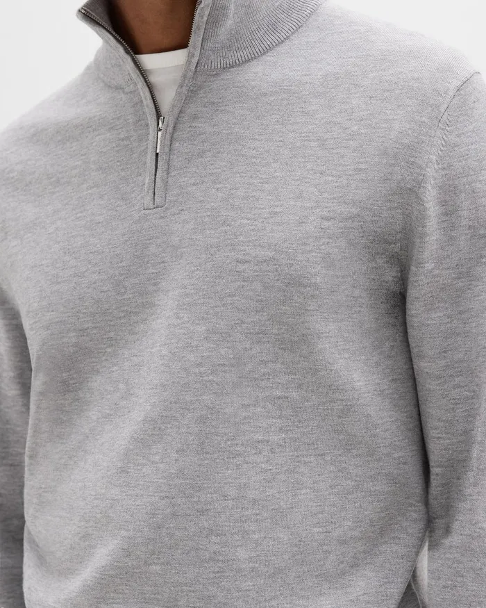 Men Theory Sweaters Cardigans Riland QuarterZip Sweater In Light Bilen Light Grey Heather