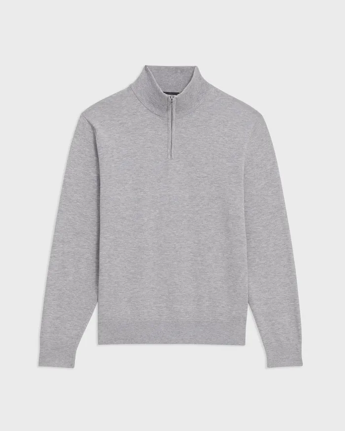 Men Theory Sweaters Cardigans Riland QuarterZip Sweater In Light Bilen Light Grey Heather