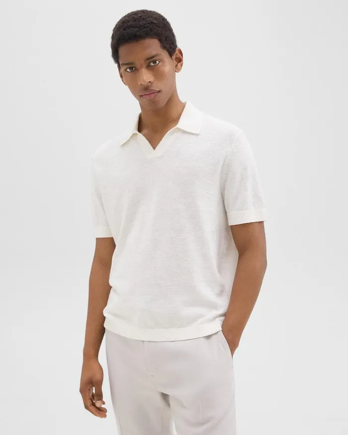 Men Theory TShirts Polos Brenan Polo Shirt In CottonLinen White