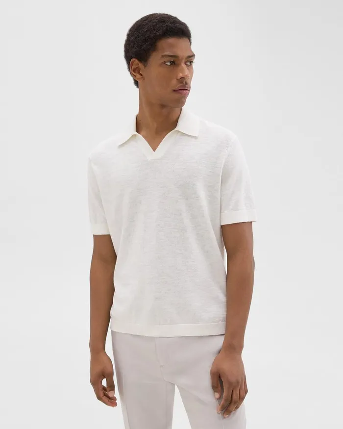 Men Theory TShirts Polos Brenan Polo Shirt In CottonLinen White
