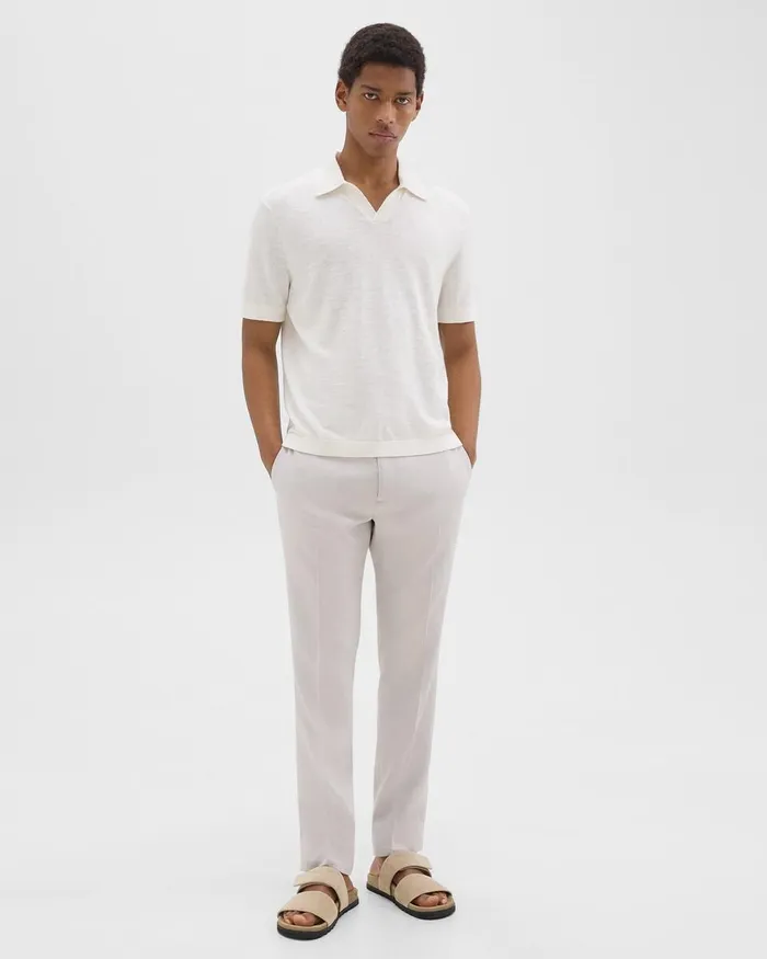 Men Theory TShirts Polos Brenan Polo Shirt In CottonLinen White