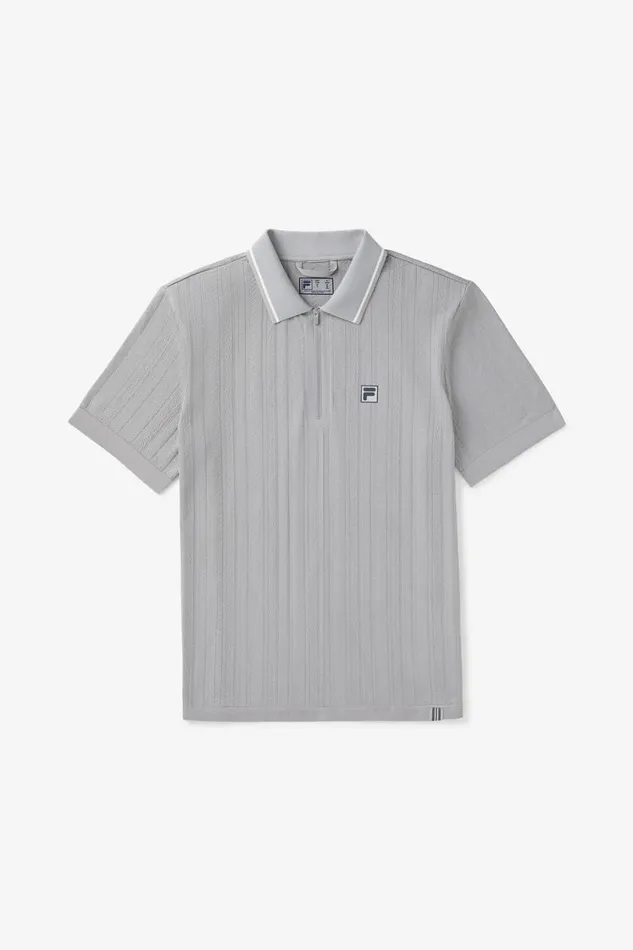 Men Tops and TShirts Fila Challenger Cable Zip Polo 050 Ultimate Gray