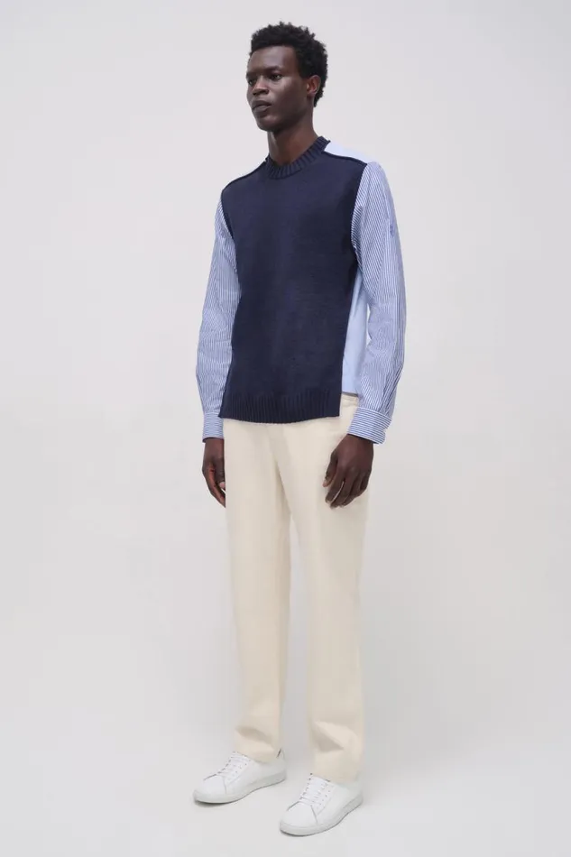 Men Tops and TShirts Jonathan Simkhai Benji Shirt Navy Patchwork Shirt Men Tops and TShirts Jonathan Simkhai Benji Shirt Navy Patchwork Shirt