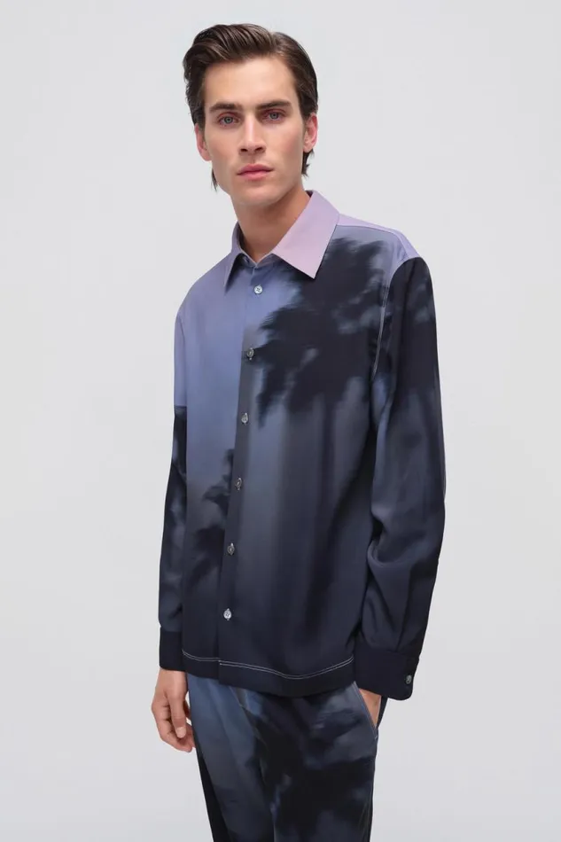 Men Tops and TShirts Jonathan Simkhai Finn Shirt Black Palm Print ButtonDown Shirt Men Tops and TShirts Jonathan Simkhai Finn Shirt Black Palm Print ButtonDown Shirt