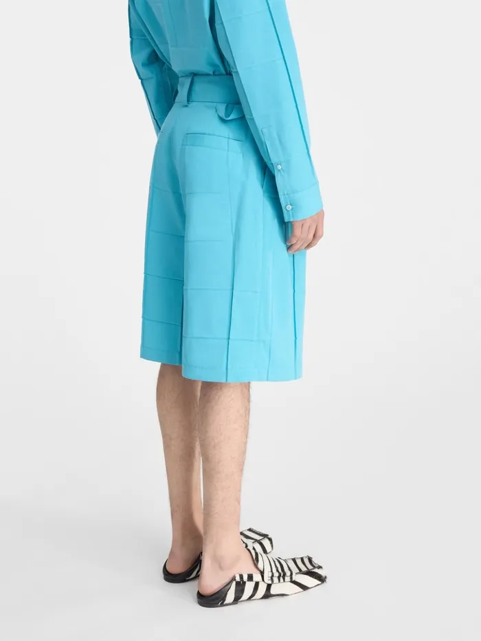 Men Trousers and Shorts JACQUEMUS The Navega Pleated Shorts Turquoise Men Trousers and Shorts JACQUEMUS The Navega Pleated Shorts Turquoise