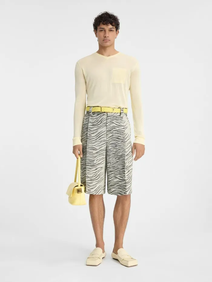 Men Trousers and Shorts JACQUEMUS The Navega Shorts Jacquard Mottled Zebra Black