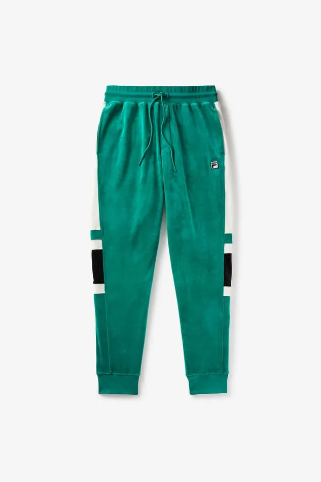 Men Velour Sets Fila Smart Retro Velour Block Track Pants 377 Quetzal Greengardeniablack