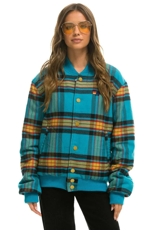 MenWomen Outerwear Aviator Nation PLAID UNISEX VARSITY JACKET 8211 JACKSON PLAID