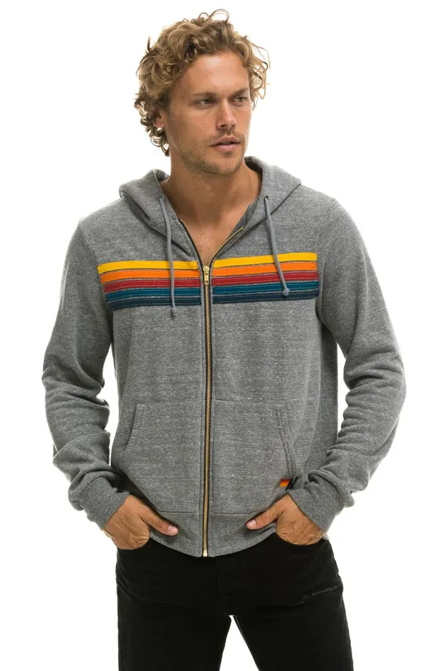 MenWomen Tops Aviator Nation 5 STRIPE HOODIE 8211 HEATHER GREY MenWomen Tops Aviator Nation 5 STRIPE HOODIE 8211 HEATHER GREY