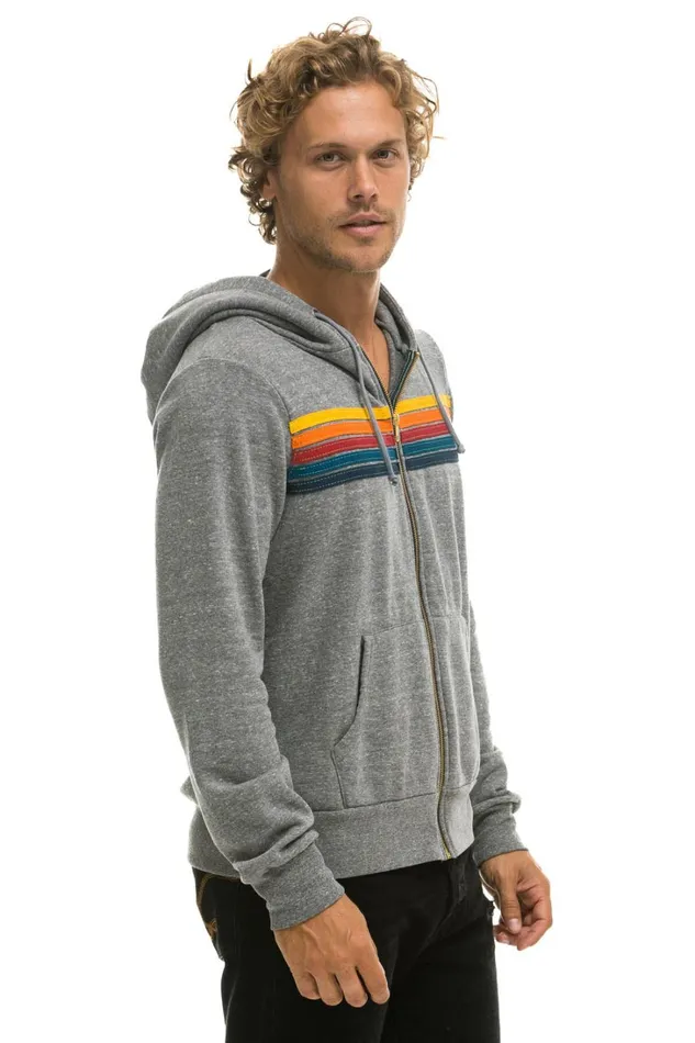 MenWomen Tops Aviator Nation 5 STRIPE HOODIE 8211 HEATHER GREY MenWomen Tops Aviator Nation 5 STRIPE HOODIE 8211 HEATHER GREY