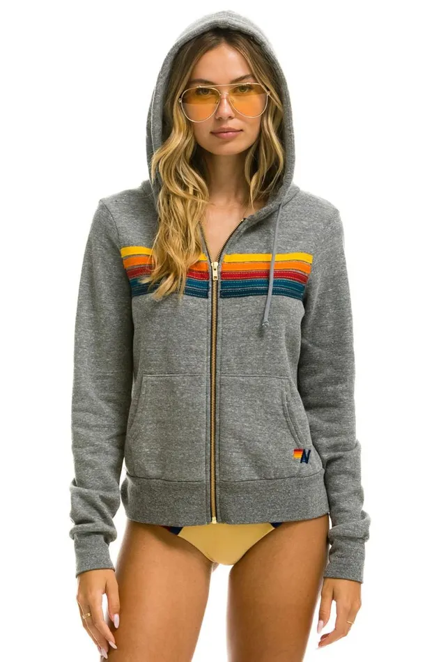 MenWomen Tops Aviator Nation 5 STRIPE HOODIE 8211 HEATHER GREY MenWomen Tops Aviator Nation 5 STRIPE HOODIE 8211 HEATHER GREY