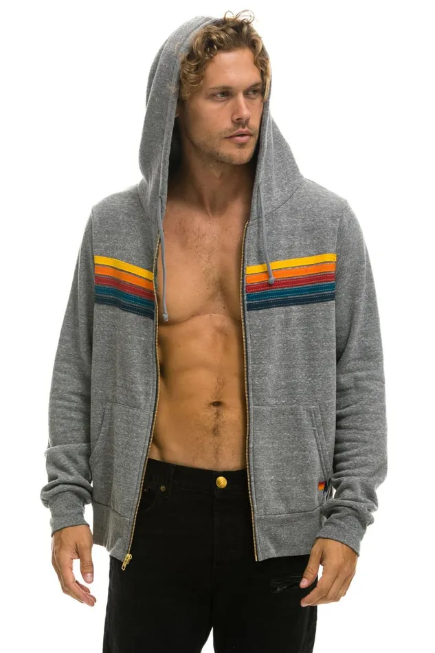 MenWomen Tops Aviator Nation 5 STRIPE HOODIE 8211 HEATHER GREY MenWomen Tops Aviator Nation 5 STRIPE HOODIE 8211 HEATHER GREY