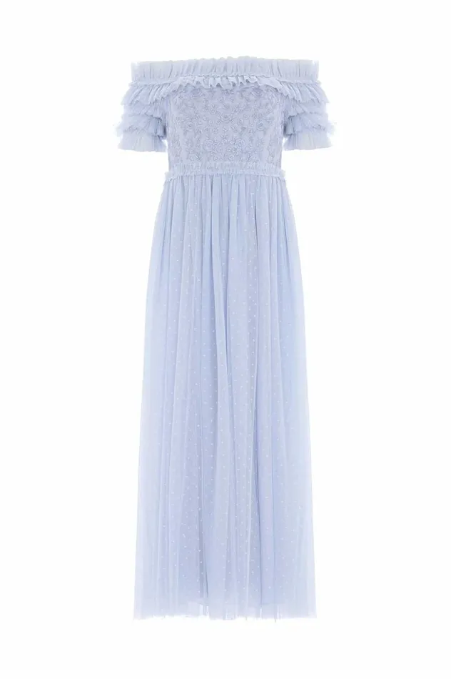 Midsummer Lace Bodice OffShoulder Ankle Gown Blue Women Needle and Thread Dresses