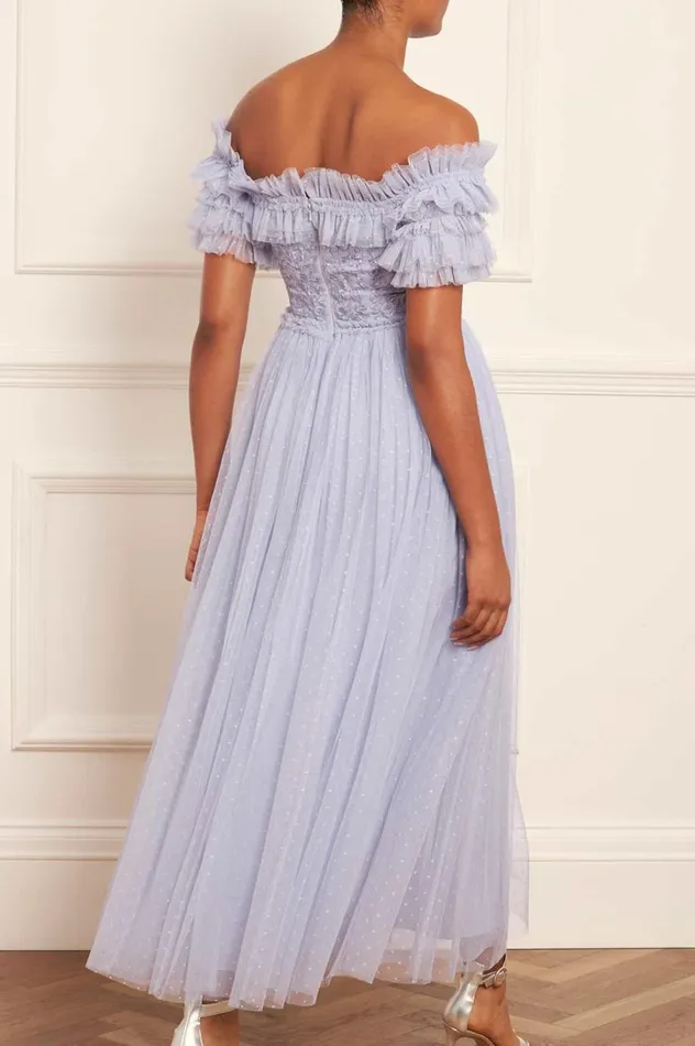 Midsummer Lace Bodice OffShoulder Ankle Gown Blue Women Needle and Thread Dresses