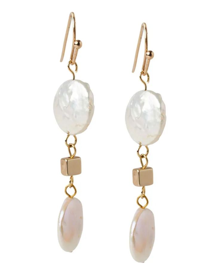 Misook 14K Matte Gold Freshwater Pearl Drop Earrings Women Earrings