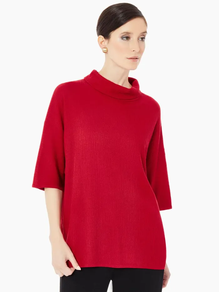 Misook Cowl Neck Textured Knit Tunic Women Tops and Tees