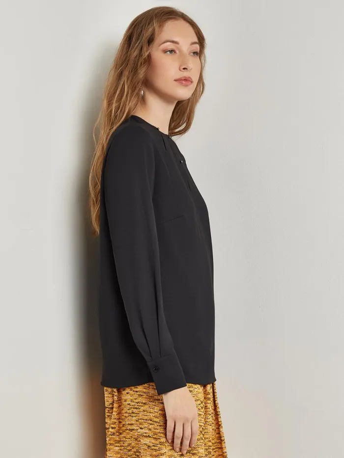 Misook Embellished Neckline Blouse 8211 Crepe De Chine Women Blouses and Shirts Misook Embellished Neckline Blouse 8211 Crepe De Chine Women Blouses and Shirts