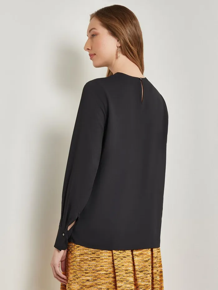 Misook Embellished Neckline Blouse 8211 Crepe De Chine Women Blouses and Shirts Misook Embellished Neckline Blouse 8211 Crepe De Chine Women Blouses and Shirts