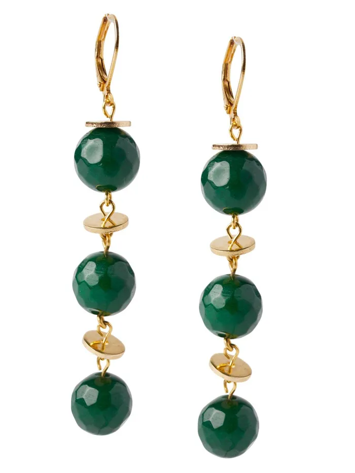 Misook Green Jade Dangle Earrings Women Earrings
