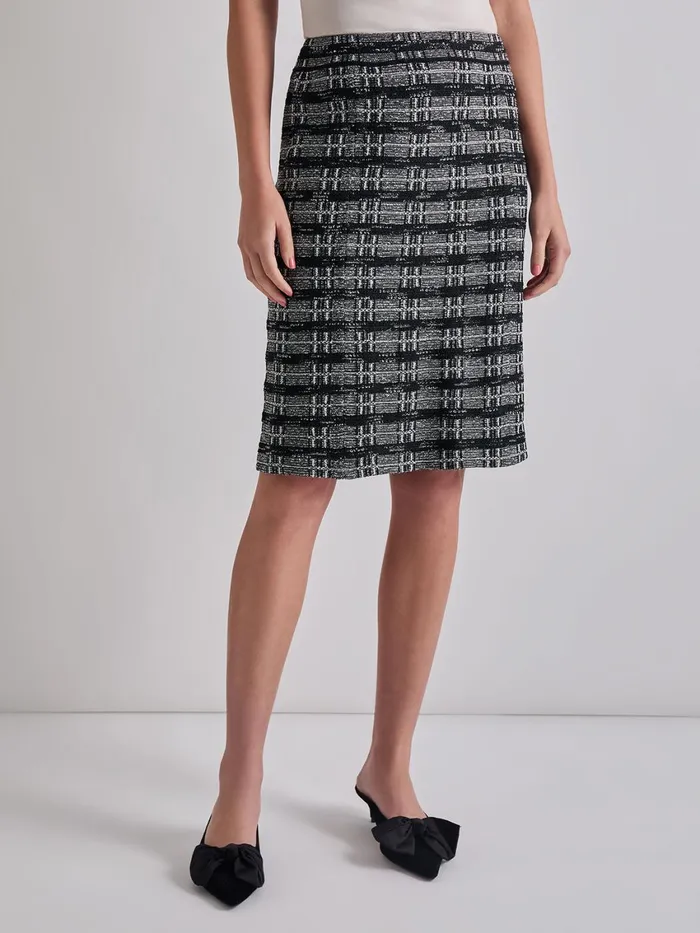 Misook KneeLength Tweed Knit Pencil Skirt Women Skirts