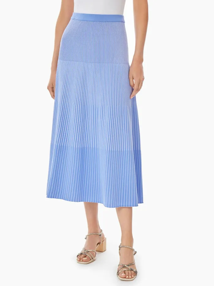 Misook MultiStripe Soft Knit Midi Skirt Women Skirts