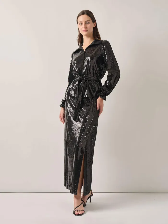 Misook Sequin Novelty Woven Blouse Women Tops and Tees