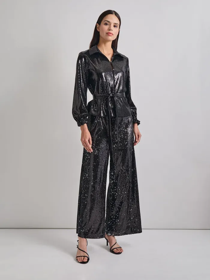 Misook Sequin Novelty Woven Blouse Women Tops and Tees