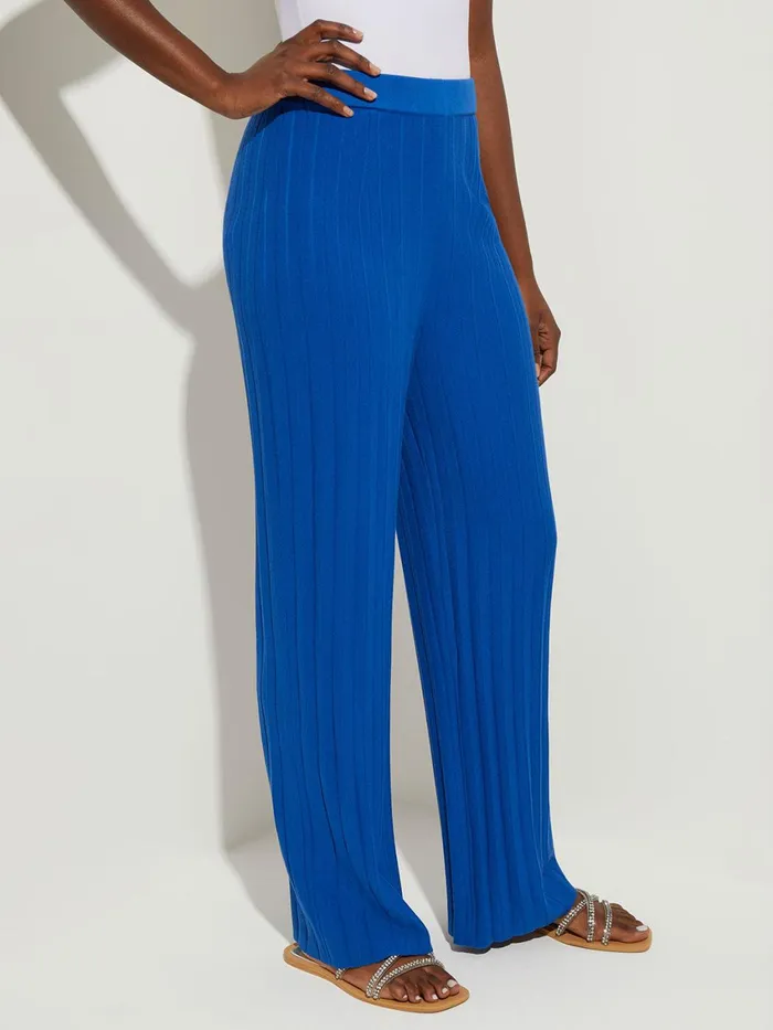 Misook Soft Ribbed Knit Wide Leg Pant Women Pants and Shorts