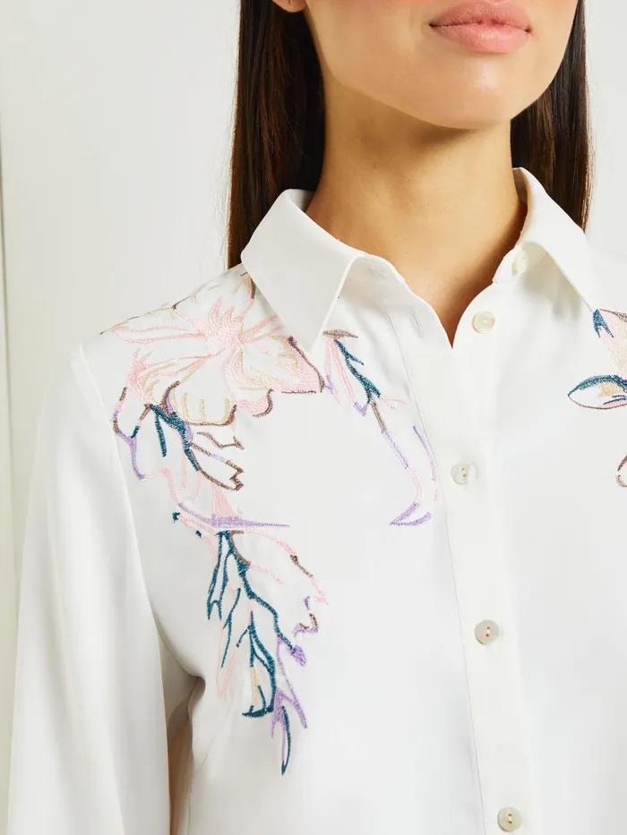 Misook White Floral Top 8211 Crepe De Chine Blouse Misook Women Blouses and Shirts