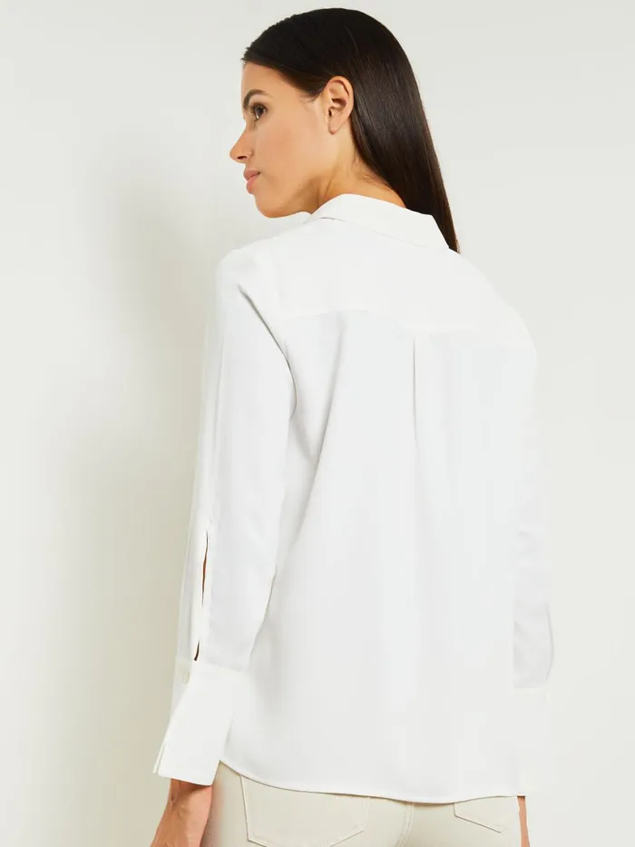 Misook White Floral Top 8211 Crepe De Chine Blouse Misook Women Blouses and Shirts
