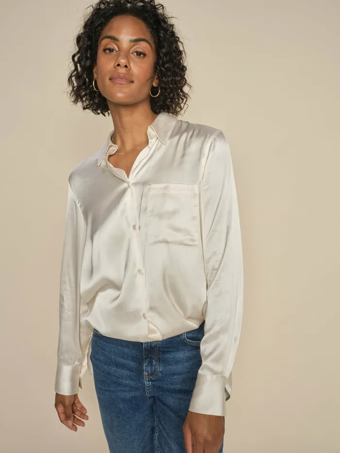 MOS MOSH Shirts Women MMLinda Satin Shirt Ecru