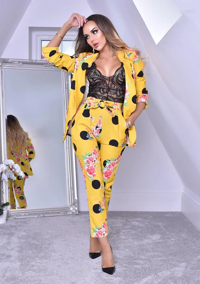 Mustard Floral Polka Dot Paper Bag Pocket Belted Trousers Women Missfiga Trousers Mustard Floral Polka Dot Paper Bag Pocket Belted Trousers Women Missfiga Trousers