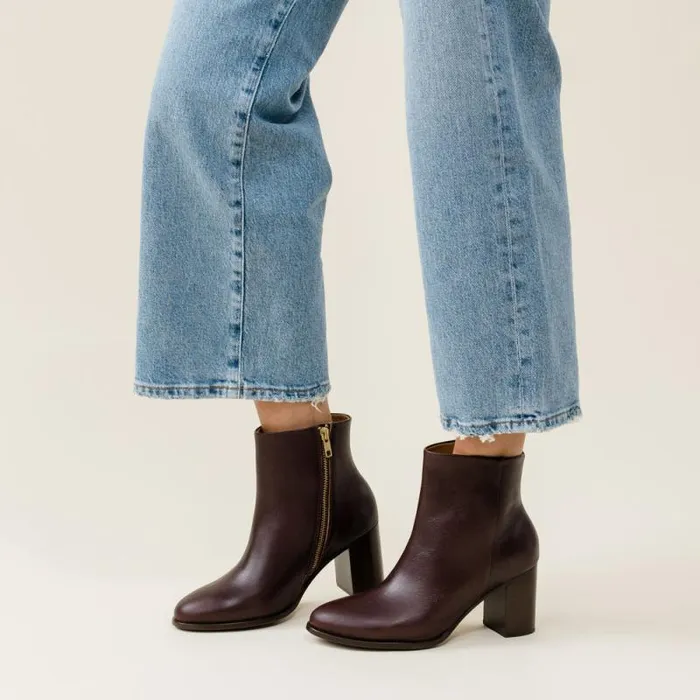 Nisolo Boots Women Lia Heeled Bootie Wine Nisolo Boots Women Lia Heeled Bootie Wine