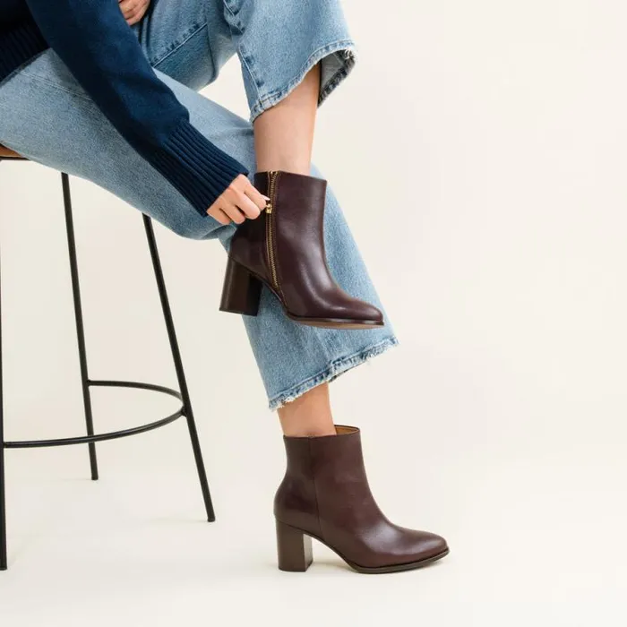 Nisolo Boots Women Lia Heeled Bootie Wine Nisolo Boots Women Lia Heeled Bootie Wine