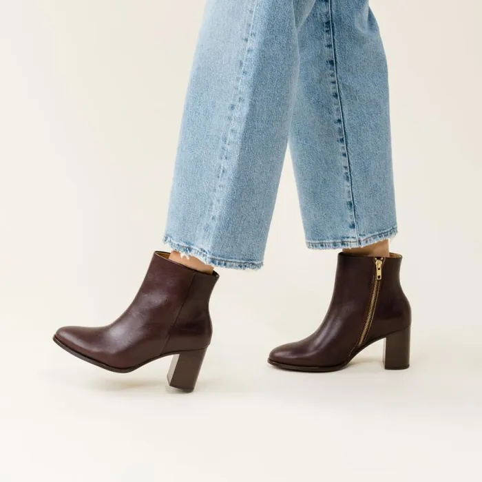 Nisolo Boots Women Lia Heeled Bootie Wine Nisolo Boots Women Lia Heeled Bootie Wine