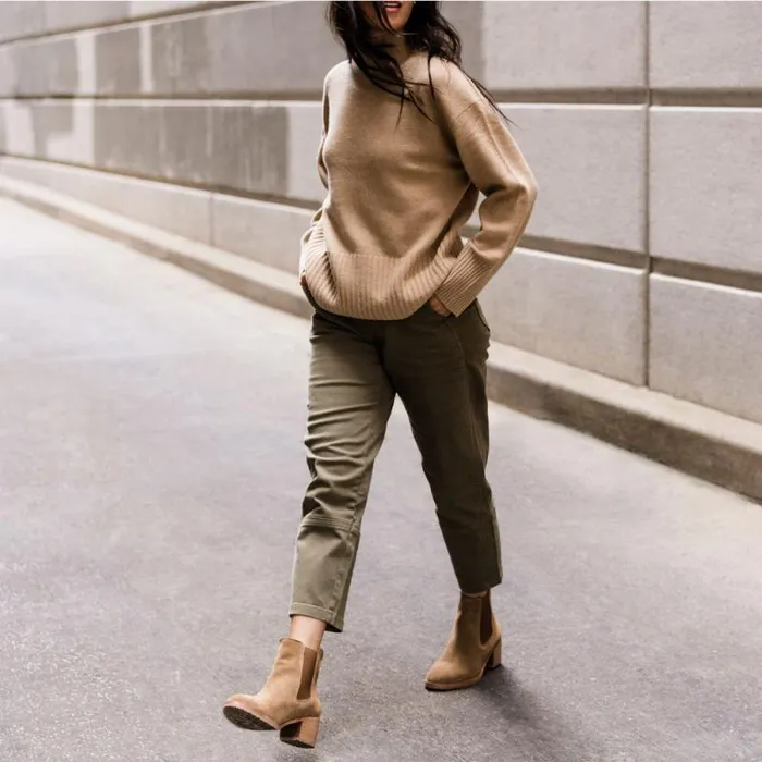 Nisolo Heels Women Ana GoTo Heeled Chelsea Boot Taupe Suede Nisolo Heels Women Ana GoTo Heeled Chelsea Boot Taupe Suede