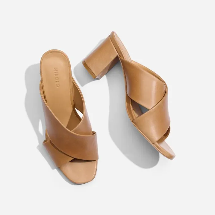 Nisolo Heels Women Carina Cross Strap Mule Almond Nisolo Heels Women Carina Cross Strap Mule Almond