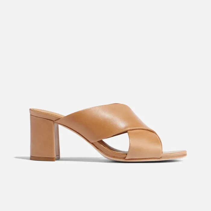 Nisolo Heels Women Carina Cross Strap Mule Almond Nisolo Heels Women Carina Cross Strap Mule Almond