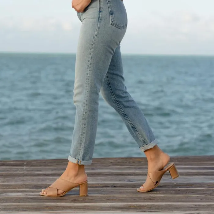 Nisolo Heels Women Carina Cross Strap Mule Almond Nisolo Heels Women Carina Cross Strap Mule Almond