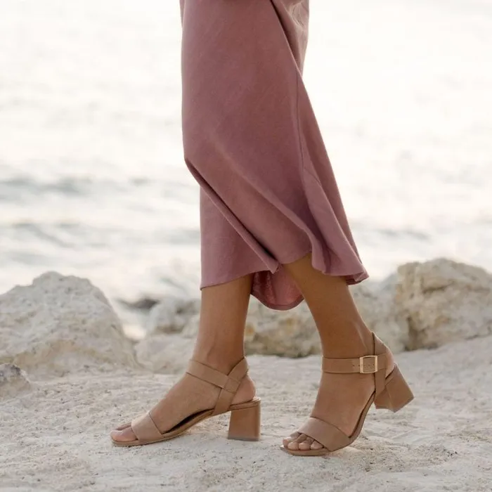 Nisolo Sandals Women Stella GoTo Block Heel Sandal Almond Nisolo Sandals Women Stella GoTo Block Heel Sandal Almond
