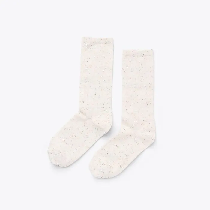Nisolo Socks Women Cotton Crew Sock Ivory Multicolor Marl