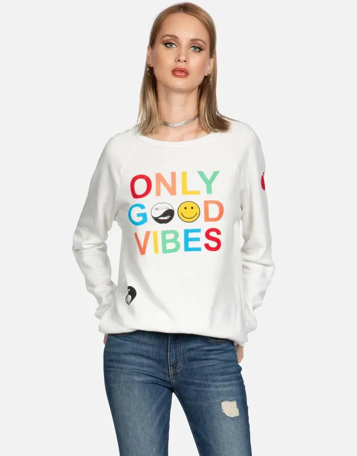 Noleta Only Good Vibes Milk Women039s Lauren Moshi Long Sleeve
