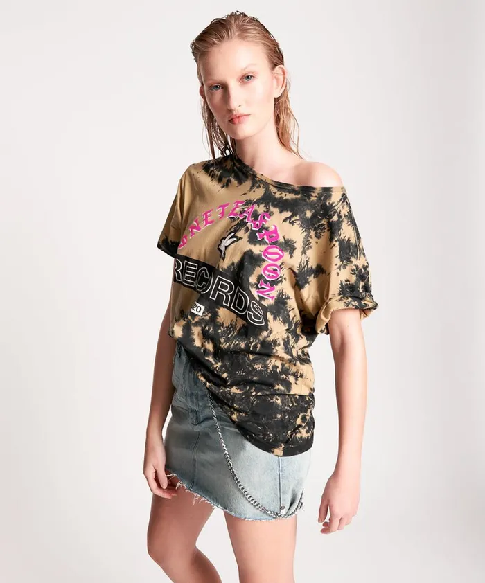 One Teaspoon Basic Tees OT RECORDS TIE DYED BOYFRIEND TEE 8211 Women One Teaspoon Basic Tees OT RECORDS TIE DYED BOYFRIEND TEE 8211 Women