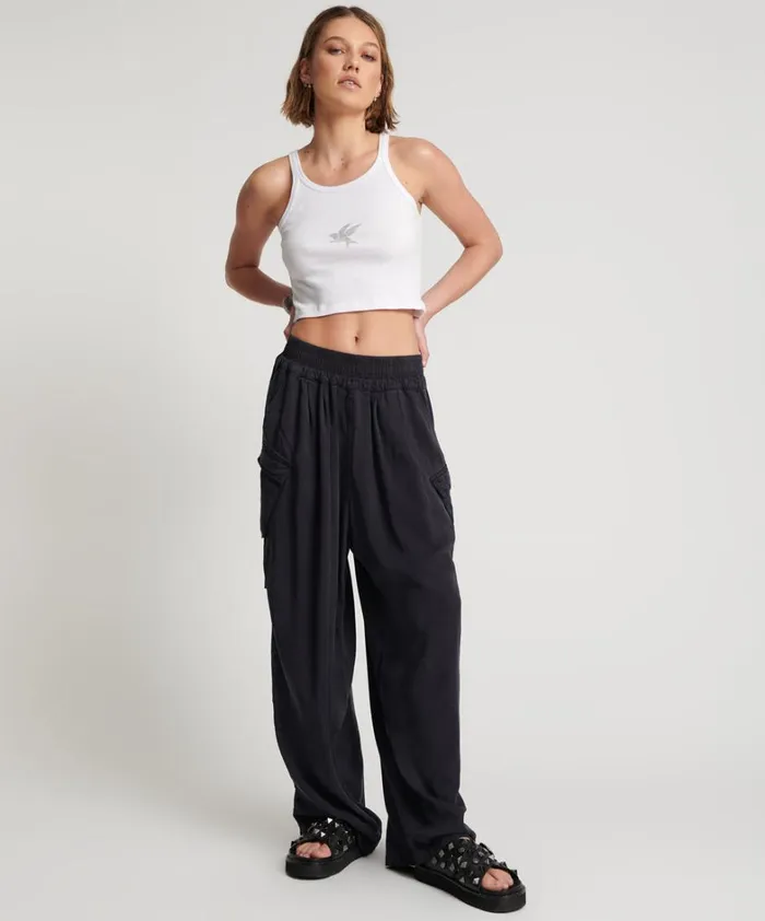 One Teaspoon Bottoms CHARCOAL TENCEL ZIPPED PARACHUTE PANTS 8211 Women