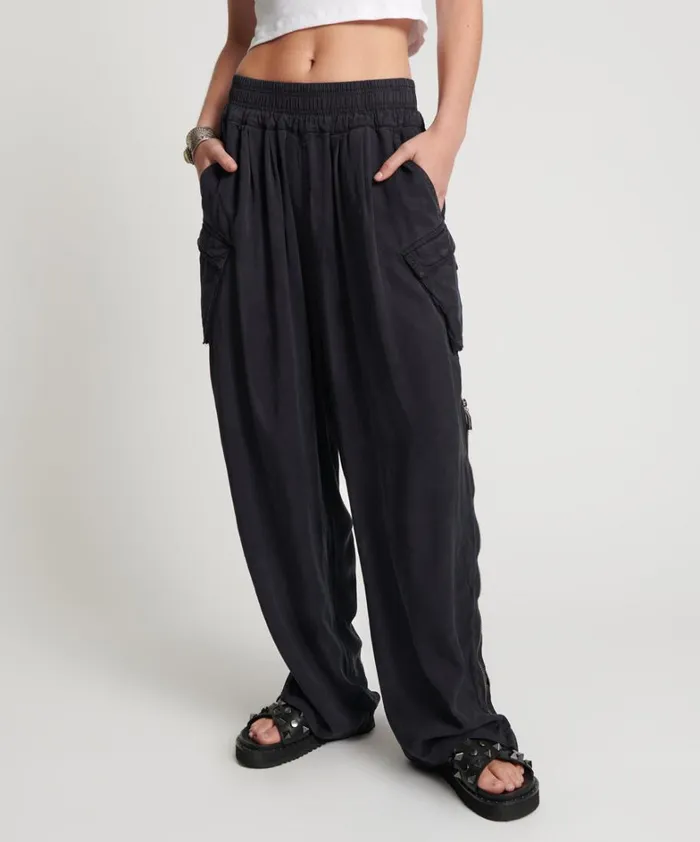 One Teaspoon Bottoms CHARCOAL TENCEL ZIPPED PARACHUTE PANTS 8211 Women One Teaspoon Bottoms CHARCOAL TENCEL ZIPPED PARACHUTE PANTS 8211 Women