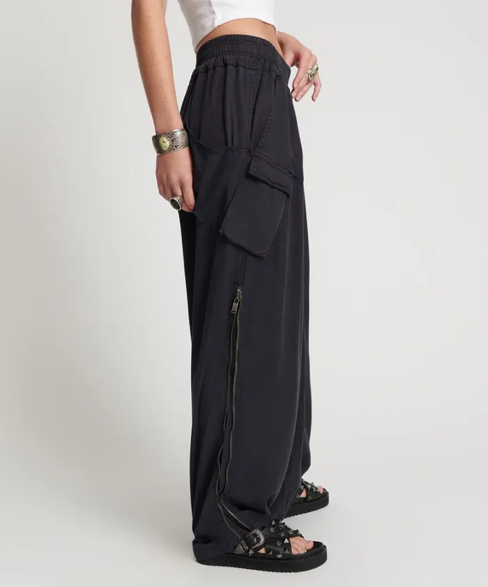One Teaspoon Bottoms CHARCOAL TENCEL ZIPPED PARACHUTE PANTS 8211 Women One Teaspoon Bottoms CHARCOAL TENCEL ZIPPED PARACHUTE PANTS 8211 Women