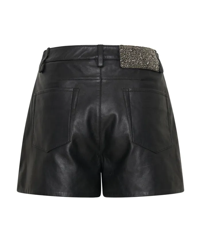 One Teaspoon Bottoms CRUSHED CRYSTAL LEATHER LE WOLVES SHORTS 8211 Women One Teaspoon Bottoms CRUSHED CRYSTAL LEATHER LE WOLVES SHORTS 8211 Women