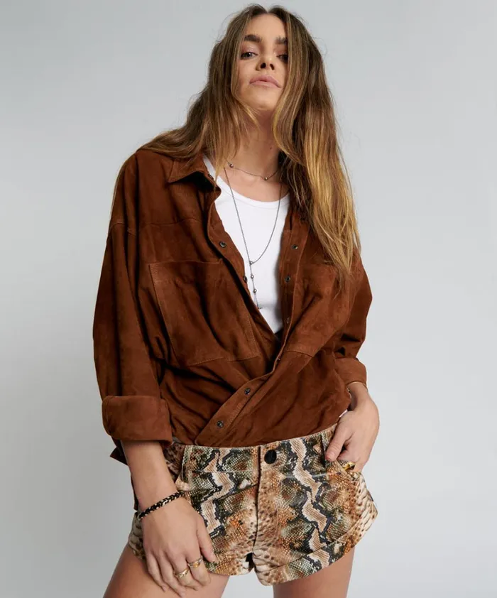 One Teaspoon Bottoms PALE SNAKE LEATHER BANDITS SHORTS 8211 Women