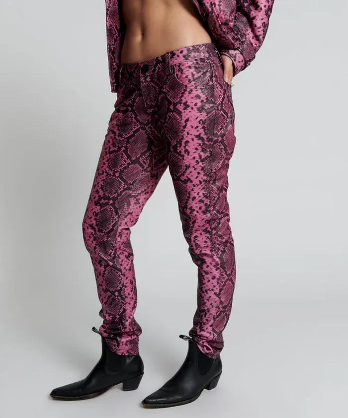 One Teaspoon Bottoms PINK PYTHON LEATHER PANTS 8211 Women